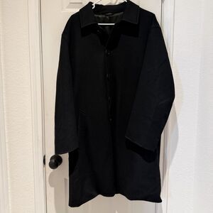 Nordstrom Loro Piana Italy Black Wool Mens Coat 44R Luxury Overcoat Classic